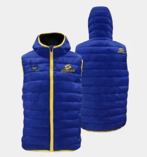 Blue Puffer Vest with Hood