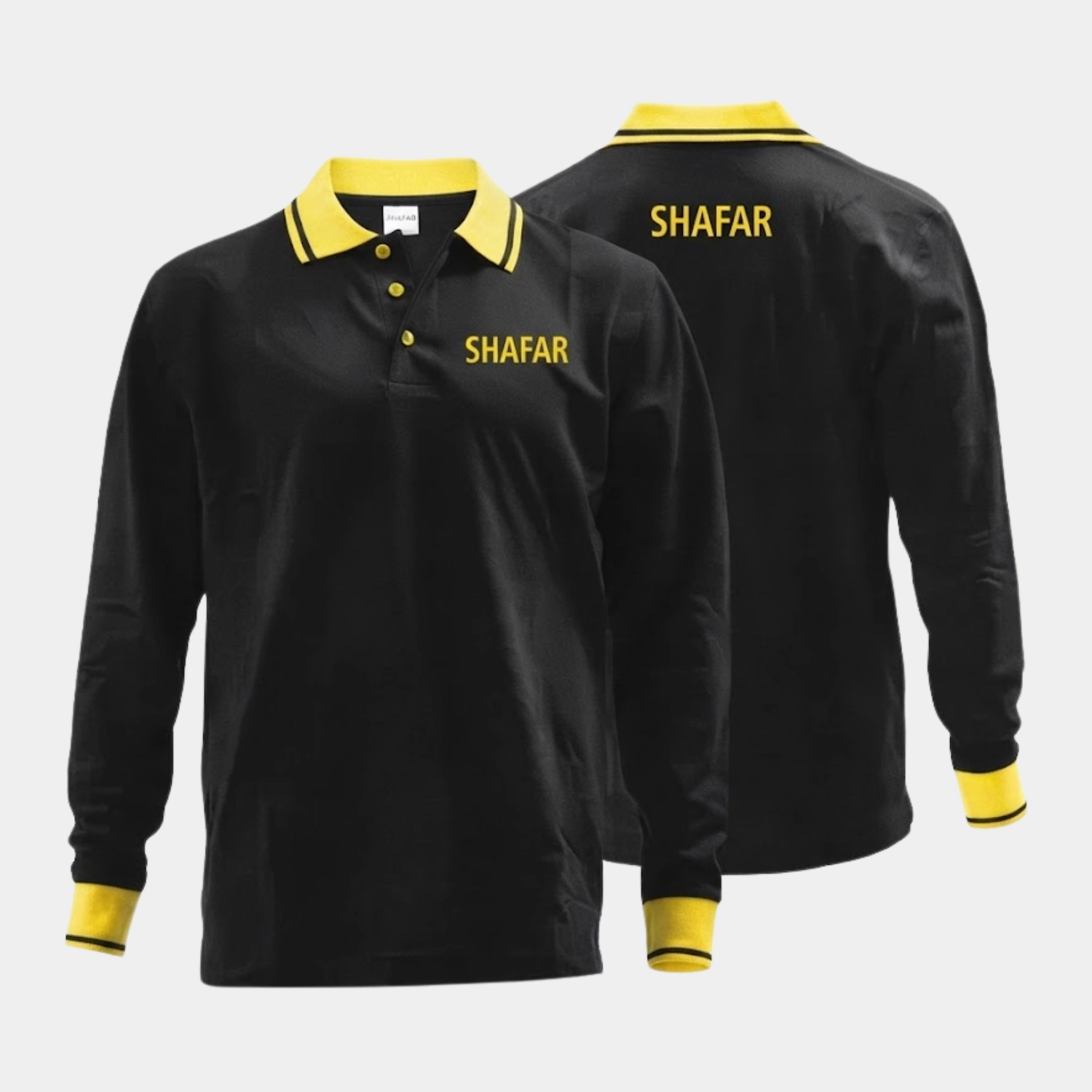 Black and Yellow Long Sleeve Polo Shirt